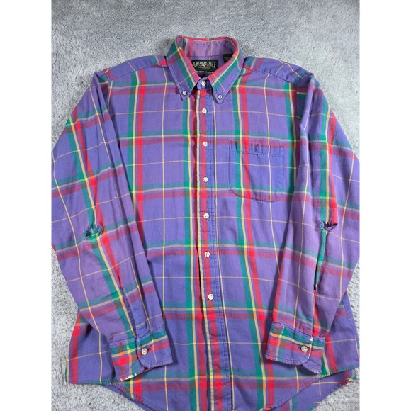 American Eagle Outfitters Other - American Eagle Button Down Shirt Large Purple Mens Vintage Plaid Distressed 90s